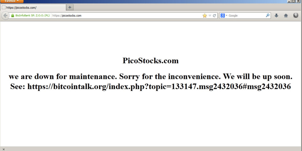 1300 BTC wyprowadzonych z PicoStocks