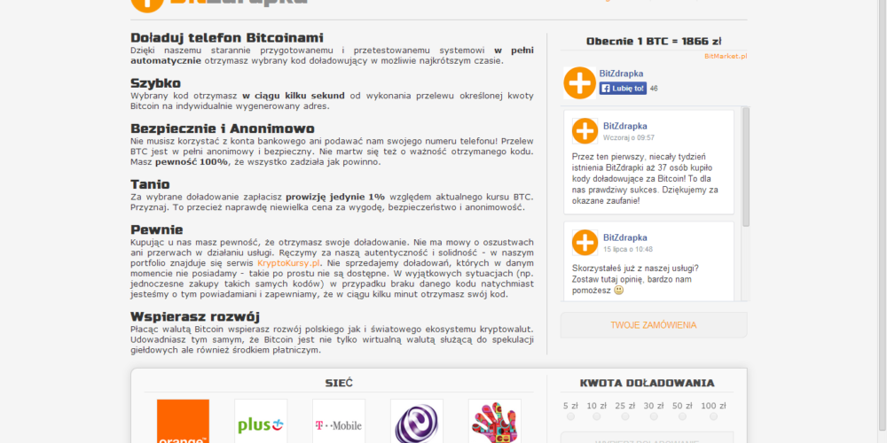 BitZdrapka – Doładuj telefon Bitcoinami