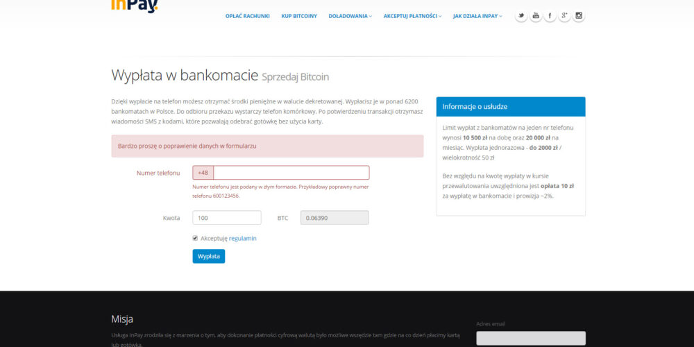 NOWOŚCI: Bitcoiny z bankomatu poprzez InPay.pl